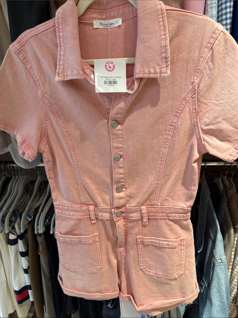 Waterline Lane Pink Denim Kids Romper